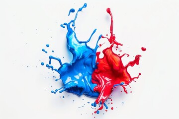 Red and blue paint splash