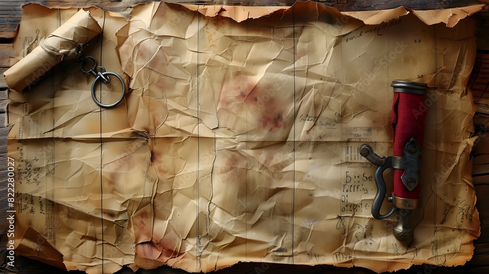 Poster vintage crumpled parchment paper texture background with weathered and distressed effects