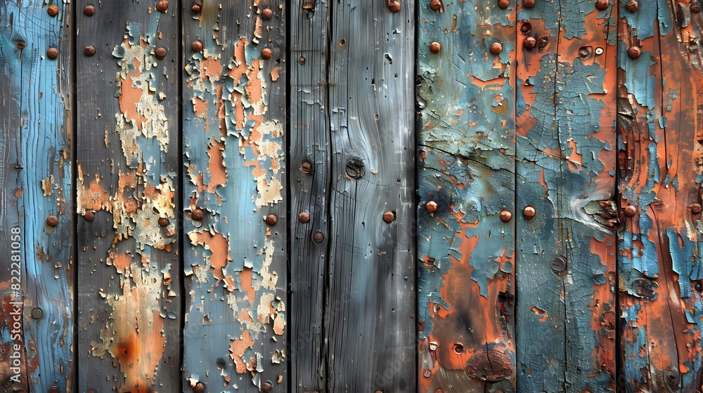 Poster Weathered and Distressed Wooden Surfaces Forming Textured Abstract Backdrops for Design and Photography