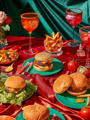Gourmet Fast Food Feast with Cocktails