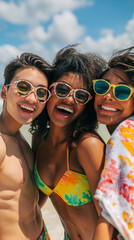 Summer Vibes: Friends Enjoying a Sunlit Beach-Day