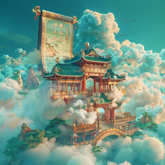 chinese temple in the sky