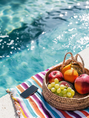 Tropical Poolside Leisure with Healthy Refreshments