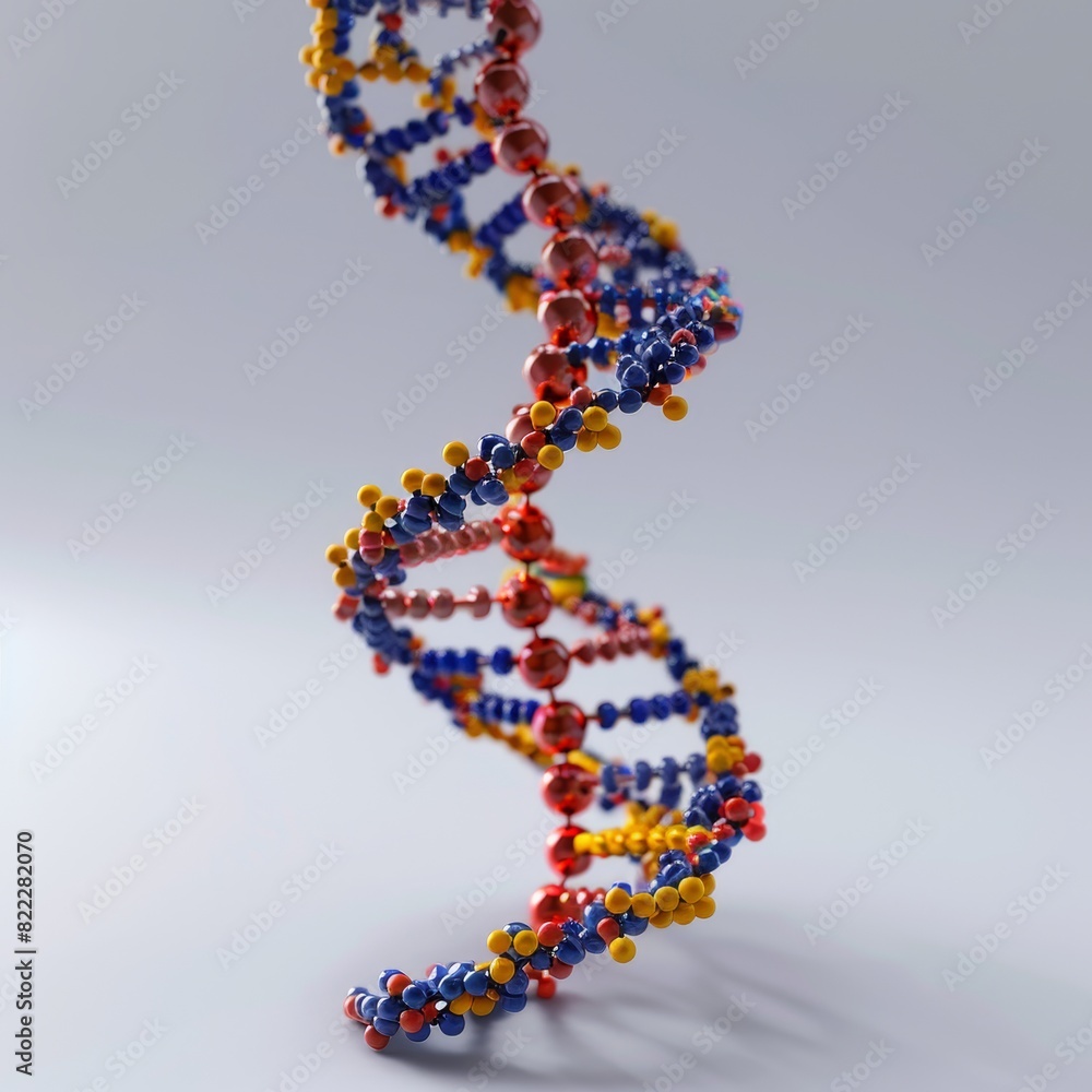 Aufkleber a close-up of a colorful dna double helix structure on a gray background, representing genetic scien