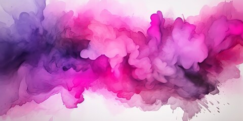 Fototapeta premium pink purple watercolor texture background, pink smoke cloud wave painting, pink purple splash art ink paint banner,