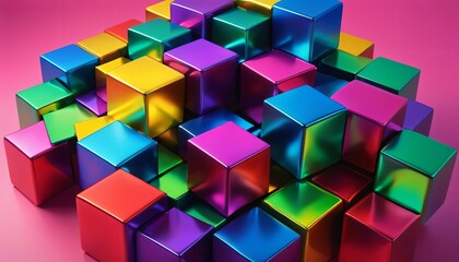 3d bunch cubes scattered around