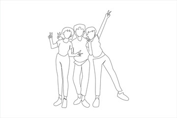 Continuous one-line drawing friends. Friendship Day concept
