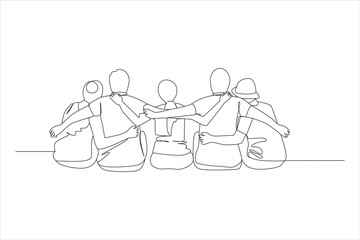 Continuous one-line drawing friends. Friendship Day concept