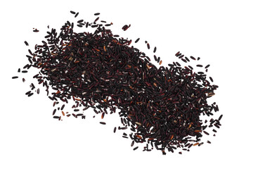 a handful of organic black raw rice grains isolated transparent