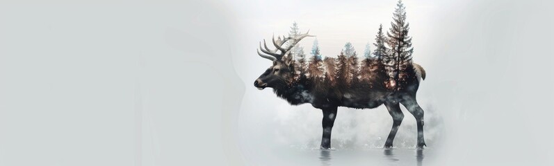 Moose standing in the middle of a forest