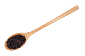 a spoon of black rice grains isolated transparent
