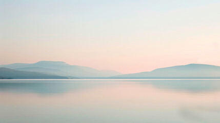 Fototapeta premium A serene landscape with a calm lake and mountains in the background