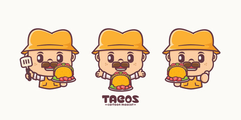 cute mascot with tacos, vector cartoon design
