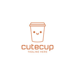 Cute cup line logo vector illustration