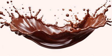 chocolate splash on white background, liquid drink splash