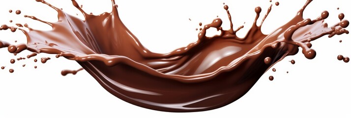 chocolate splash on white background, liquid drink splash