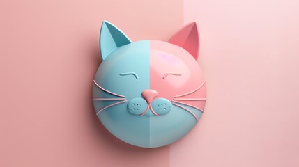 Minimal modern image of a brooch featuring a sleek cat silhouette, centered on a clean pastel background, simple design, strategic negative space