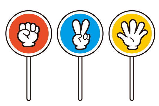 ジャンケンのイラスト。グーチョキパー。