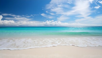 Fototapeta premium Beautiful tropical beach, blue summer sky and white sandy ocean