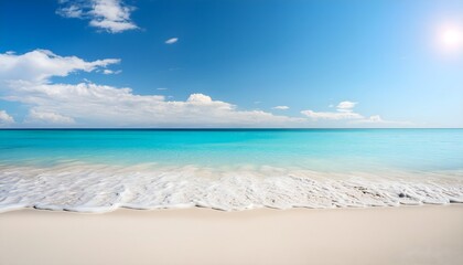 Beautiful tropical beach, blue summer sky and white sandy ocean