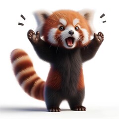 Obraz premium Red panda raising both arms and expressing its opinion