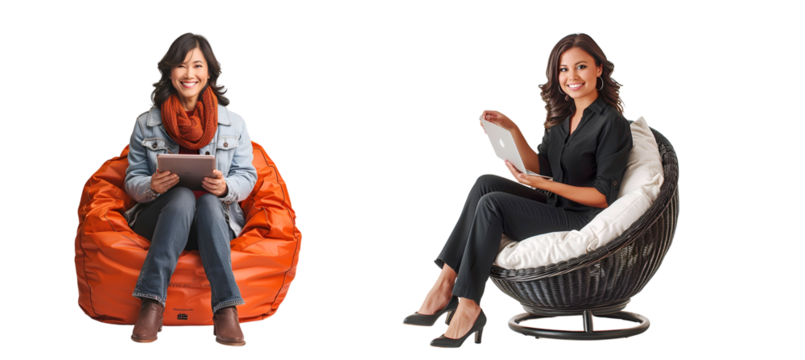 woman sitting on a chair and working with laptop