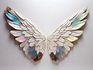 Obraz premium Rainbow-Colored Angels, Birds, Butterfly Wings
