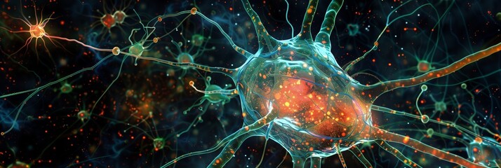 Neuronal cells are connected to each other in a network via synapses