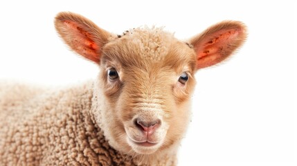 portrait of a sheep lamb isolated over white background