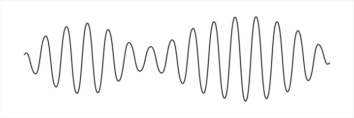 One line drawing of sound wave. Continuous linear sketch . Vector illustration. isolated on white and black background. eps10