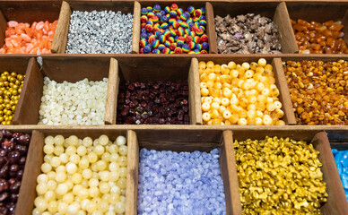 Stones for making necklaces in various colors