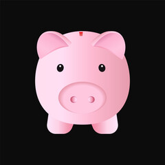 cute piggy bank vector illustration on black background