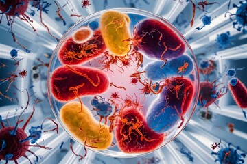Fototapeta premium microorganisms bacteria viruses microbiology contamination contagions cellular risk