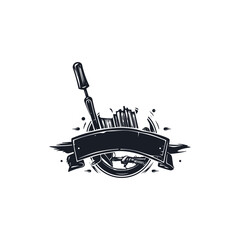 Vintage barbeque style logo vector illustration