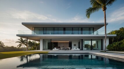 modern minimalist house with beautiful mountain view