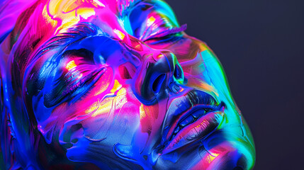 Abstract neon woman portrait. 