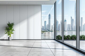 Modern office interior wall mockup created with generative ai