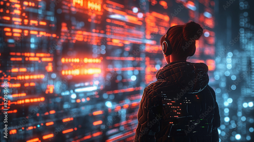 Poster gadgets, coding scenes, futuristic concepts.