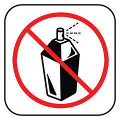 Fragrance free area. No perfume icon sign illustration with red cross circle isolated on square white background. Simple flat cartoon styled drawing for poster prints or social media graphic design.