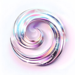 Neon hologram metallic swirl isolated on white background