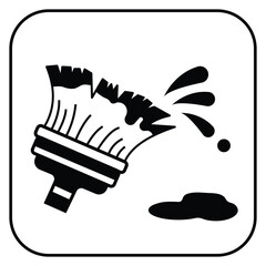 Wet paint brush icon sign illustration isolated on square white background. Simple flat cartoon styled drawing for poster prints or social media graphic design elements.