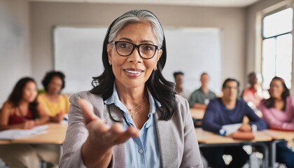  A math teacher is captured in the midst of a lively discussion
