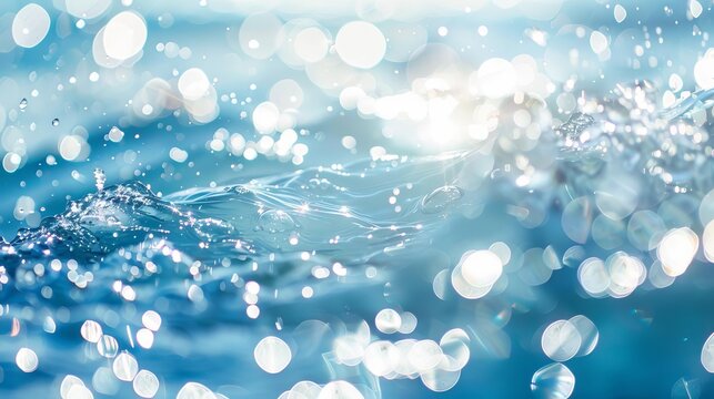 abstract blur of clear blue water with sunlight reflections ocean background