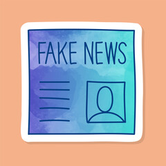 Fake news newspaper color sticker