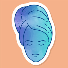 Woman wearing headband hair towel color sticker