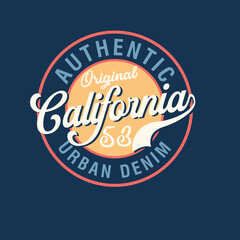 Authentic Original California denim typography t shirt design