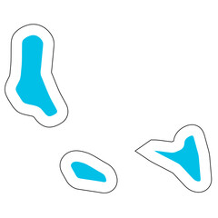 Comoros country silhouette. High detailed map. Solid blue vector sticker with white contour isolated on white background.