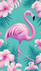 seamless pattern with flamingo