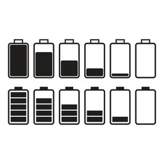battery icon set in flat style with background.