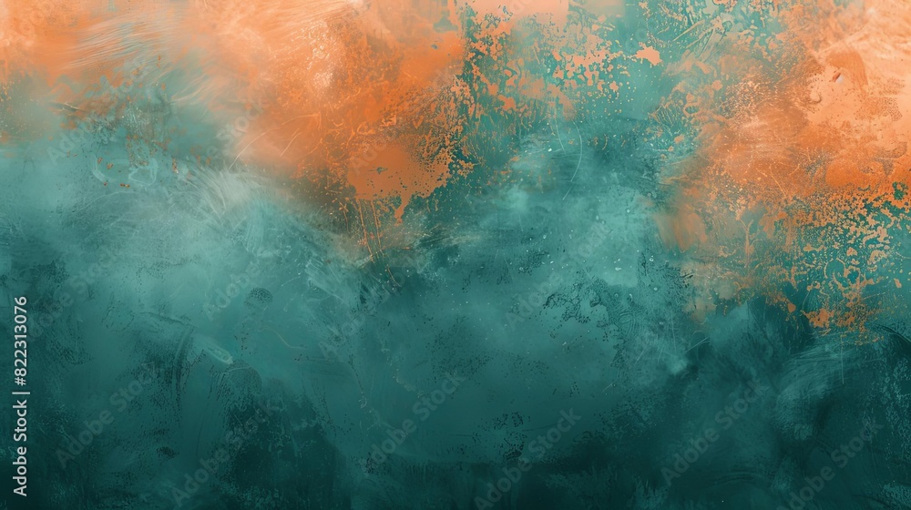Poster abstract teal and orange gradient background with grainy noise texture digital art